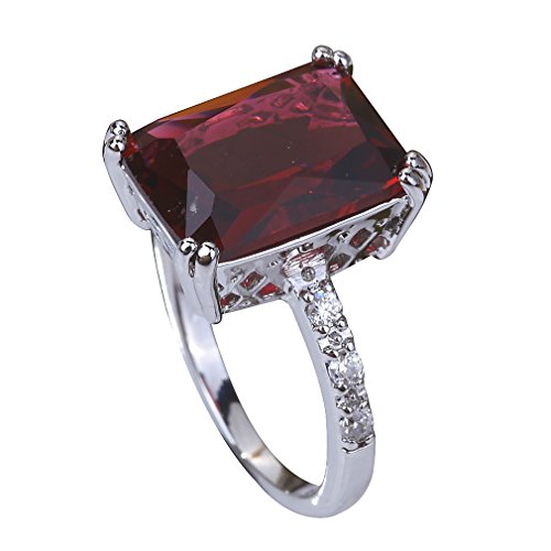 YAZILIND 11 * 15mm Emerald Cut Red Created Ruby Spinel Silver Plated Ring
