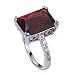 Yazilind 11*15mm Emerald Cut Red Created Ruby Spinel Silver Plated Ring