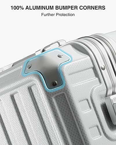 Luggex Luggage Sets 2 Piece With Aluminum Frame - 100% Pc No Zipper Suitcase With Spinner Wheels - 4 Metal Corner Hassle-Free Travel (White Luggage Set) #TOP2