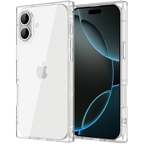 ANHONG Clear Rectangle Edge Case Compatible with Phone 16 6.1 inch 2024, Transparent Protective Phone Case Enhanced Corners TPU Cushion, Shock-Absorption Soft Case Cover