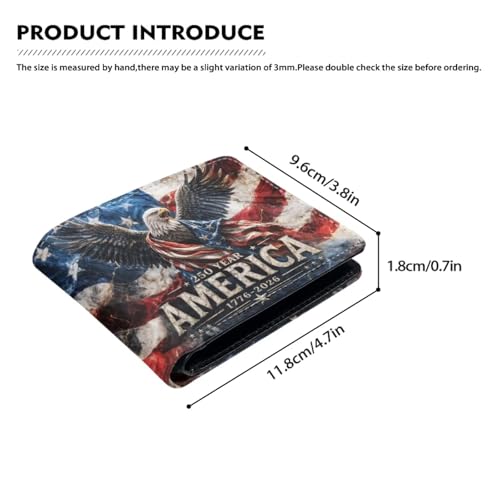 Image of Coldinair 250 USA Anniversary Eagle Kids Wallet,Little Boys Wallet for Kids,Leather Bifold Wallet Credit Card Cash Id Holder Slim Rfid Blocking Coin Purse