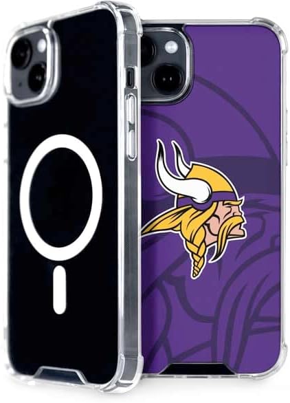 Skinit Phone Case Compatible with MagSafe iPhone 15 - Officially Licensed NFL Minnesota Vikings Double Vision Design