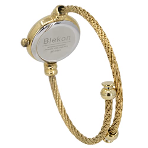 Blekon AN-6581-GLD-4 Original Elegant 23Mm Round Analog Display Watch For Women With Arabic Numerals And Cable Cuff Bangle thumb #6