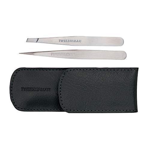 Tweezerman - 4048-BR - Set de pinces à épiles avec housse brune Cover