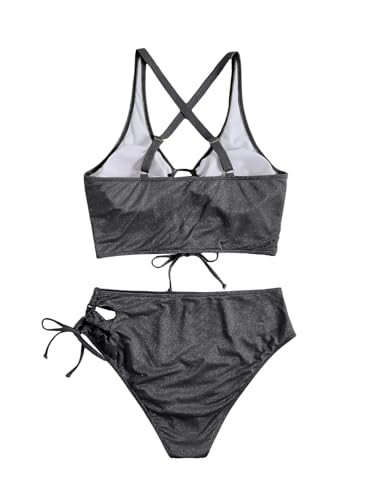 Image of SOLY HUX Women's Plus Size Bikini Set Sexy Swimsuit Lace Up Tummy Control 2 Piece Bathing Suit