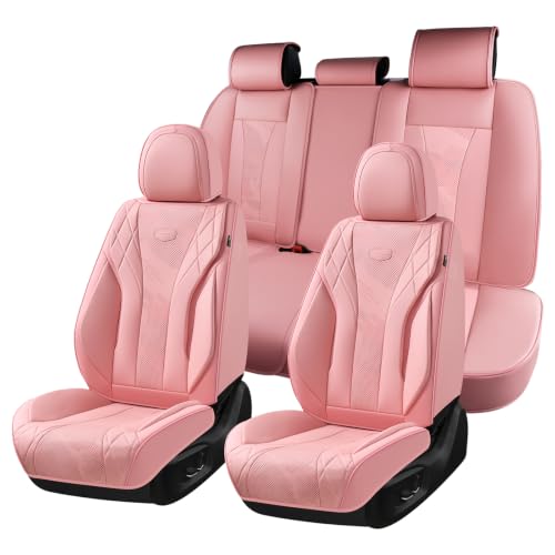 Image of Coverado Seat Covers, Auto Seat Covers 5 Seats, Pink Driver Seat Covers, Waterproof Car Seat Cushion Protector Universal Fit for Most Cars SUV Trucks