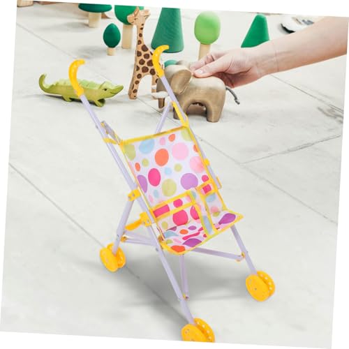CORHAD Kleiner Puppenwagen aus Kunststoff Kinderwagen für Mädchen Dekorativer Puppenwagen für Rollenspiele und Puppenhaus für Ab Jahren – Bild 7