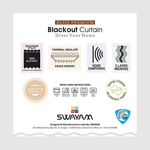 Image of Swayam 100% Blackout Polyester Long Door Curtain for Living Room & Bedroom | 9 Feet | Room Darkening Curtain with Eyelets | Pack of 1 | Geometric Design - Light Grey