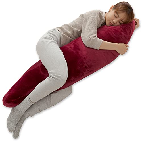 ナイスデイ 抱き枕 ワインレッド 50×160cm mofua ヒートウォーム 発熱 +2℃ 60182365