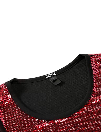 ZEROYAA Men's 70s Sequin Tank Top Shiny Disco Metallic Sleeveless Shirt3