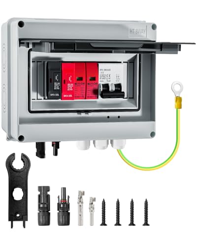 600V Solar DC PV Combiner Box, 1 String IP65 Waterproof 63A Circuit Breaker Box, 2Pcs 32A Fuse...