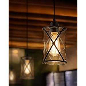 Glass Pendant Lights Kitchen Island 2 Pack, Black Mini Pendant Light with Clear Glass, Farmhouse Industrial Cage Hanging Lighting for Kitchen Sink Dining Room Bathroom, CH9176-1-2PK Glass Pendant Lights Kitchen Island 2 Pack Black Mini Pendant Light with Clear Glass Farmhouse Industrial Cage Hanging Lighting for Kitchen Sink Dining Room Bathroom CH9176 1 2PK