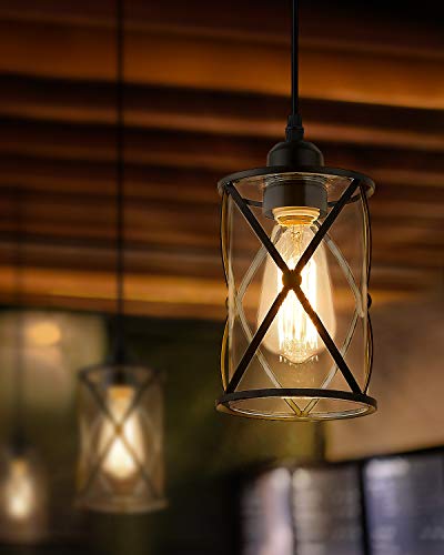 Glass-Pendant-Lights-Kitchen-Island-2-Pack-Black-Mini-Pendant-Light-with-Clear-Glass-Farmhouse-Industrial-Cage-Hanging-Lighting-for-Kitchen-Sink-Dining-Room-Bathroom-CH9176-1-2PK Glass Pendant Lights Kitchen Island 2 Pack Black Mini Pendant Light with Clear Glass Farmhouse Industrial Cage Hanging Lighting for Kitchen Sink Dining Room Bathroom CH9176 1 2PK