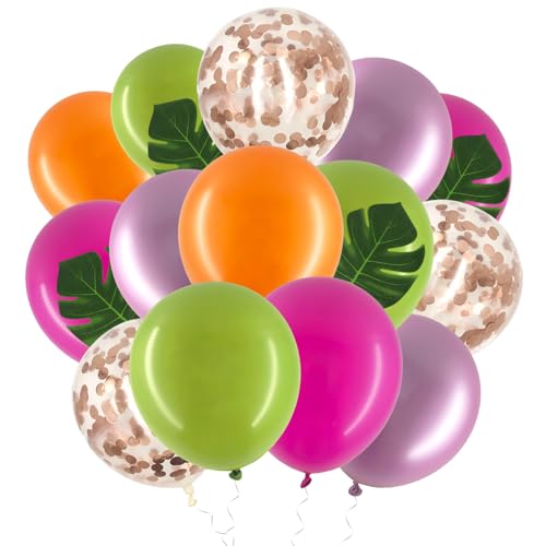 Set de Décoration de Fête Hawaii, Guirlande de Ballon Hawaïenne, Kit Arche Ballons Tropical avec Ballons Latex Feuilles de Palmier, pour Anniversaire Mariage Safari Fête Tropicale d'Été