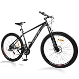 SmiloSprk Mountain Bike, 27.5 inch Outdoor Cycling Bike,21-Speed/High-Carbon Steel/Dual Full Suspension, Adjustable Ergonomic Seat for Men Women Adult, Black(ZT)