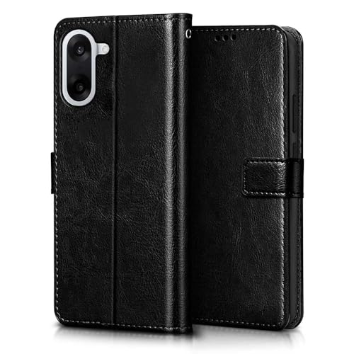 Image of WOW IMAGINE Shock Proof Flip Cover Back Case Cover for 1+ OnePlus Nord CE 5 5G (Flexible | Leather Finish | Card Pockets Wallet & Stand | Black)