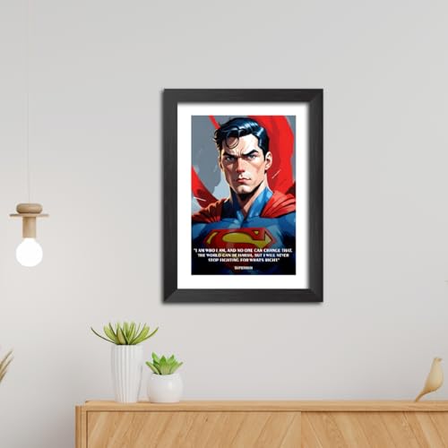 Image of TenorArts Superman Poster with Quotes Comics Photo Frame Painting With Black Wooden Textures (12inches x 9inches)