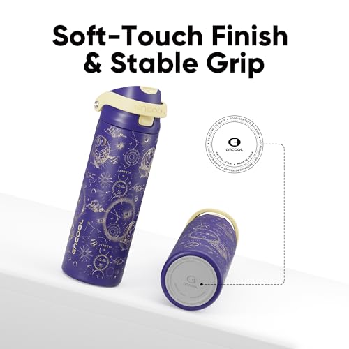 Image of ENCOOL Leakproof Insulated Water Bottle with Straw Dual-Sip Water Bottle Bag-Safe Design for Work, Commute & Gym - Keeps Drinks Cold All Day, 24 oz, Astral Chart