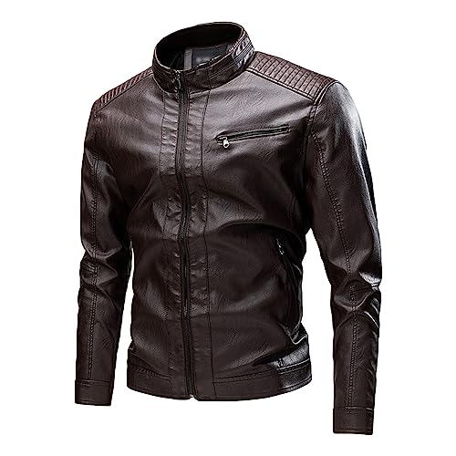 Veste en cuir zippée pour hommes style bomber décontracté idéal pour sorties en ville