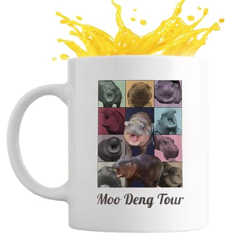 Samuliy Taza de café de cerámica, 350 ml, bonita taza de café de hipopótamo, taza de café divertida para vacaciones, decoración del hogar para agua, jugo, cerveza, vino, whisky