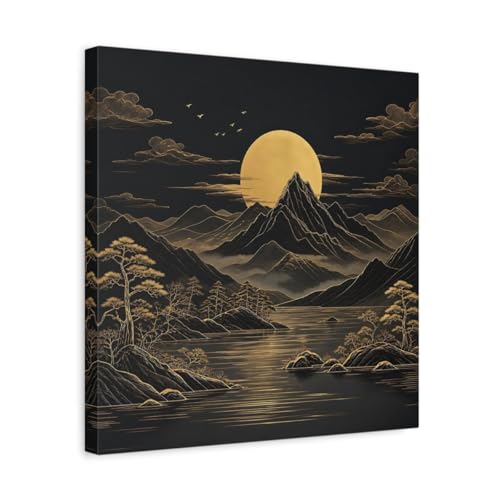 Impression sur toile montagne lune premium chassis 3 cm art mural salon