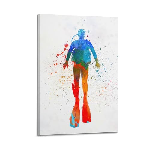 Plongée aquarelle colorée poster mural moderne pour un salon lumineux