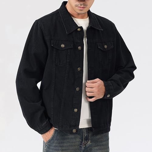 Veste en jean classique hommes grande taille coton revers - 2