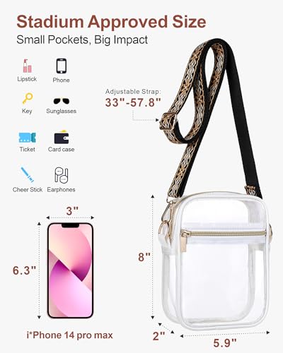 Image of PACKISM Clear Bag for Stadium Events - Clear Purses for Women Transparent Crossbody Messenger Bag for Concerts Game Day