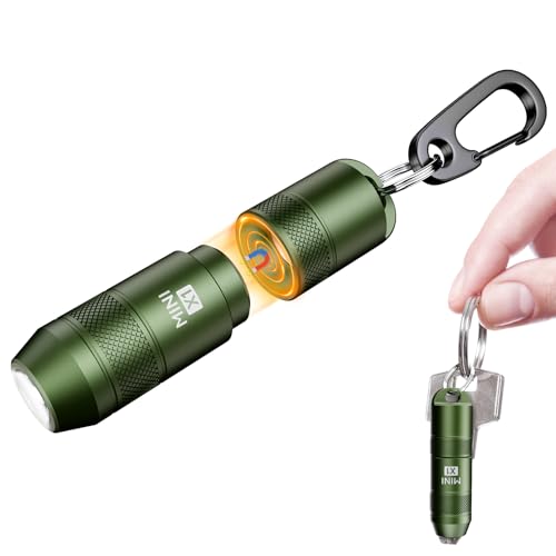 Image of Mini Keychain Flashlight - Instant On Pull to Light, 100 Lumens Tiny EDC Flash Light, USB-C Rechargeable Micro LED Torch, Waterproof IPX6, for Everyday Carry, Emergency & Outdoor Use (Green)