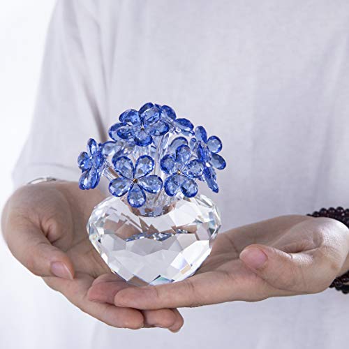H&D Hyaline & Dora Crystal Flower Figurines Forget-Me-Not Glass Ornament Paperweight (Blue) #TOP6