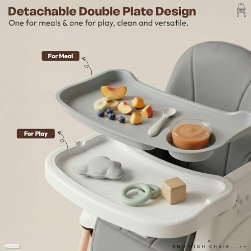 Image of StarAndDaisy High Chair for Baby /Baby Feeding Chair for 0 to 5 Years with 4 in-1 Multifunctions /High Chair with Height Adjustable,Wheels, Detachable Tray & 3-Point Safety Belt. (Grey)