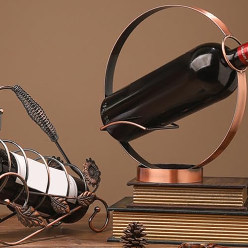 Soporte de vino europeo portátil de hierro color marrón claro miniatura 5