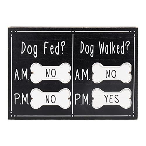 Hanna Roberts Decorative Dog Meal and Walk Scheduler, Morning and Afternoon with Reversible Yes or No Bone for Mudroom, Entry Way, Dog Fed & Walked, 10' x 1.5' x 6.9'