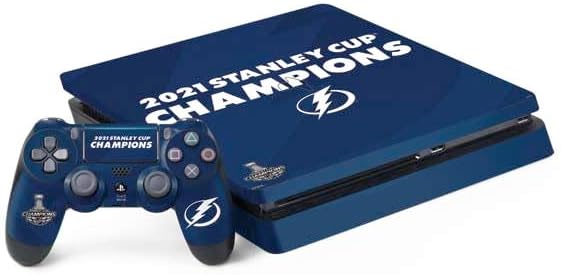 Skinit Decal Gaming Skin Compatible with PS4 Slim Bundle - Officially Licensed NHL 2021 Stanley Cup Champions Tampa Bay Lightning Design