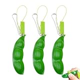 3 Stück ADHD Fidget Toys, Fidget Schlüsselanhänger, Erbse, Stress Toys, Quetschbohnen Schlüsselanhänger, Für Schlüssel Anti-Stress Entlastende(Grün)