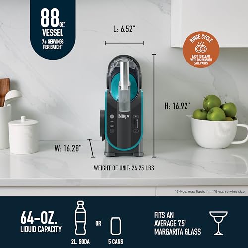 Image of Ninja SLUSHi Professional Frozen Drink Maker with RapidChill Technology, 88 oz. Frozen Drink & Slushie Machine, 2 Preset Programs, Frozen Margaritas, and More, Premium Accents, Teal, FS299 (Renewed)