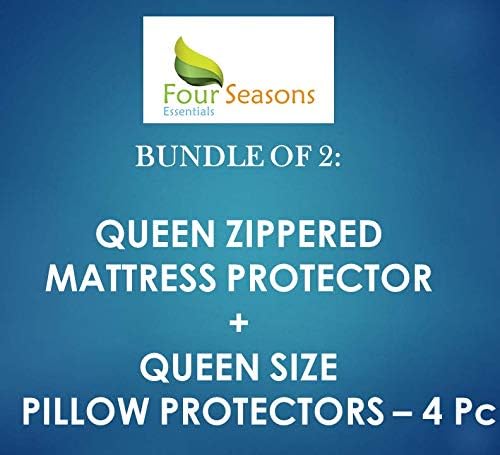 Paquete  2 artículos Protector de colchón con cremallera tamaño Queen + protectores de almohada tamaño Queen 4 piezas