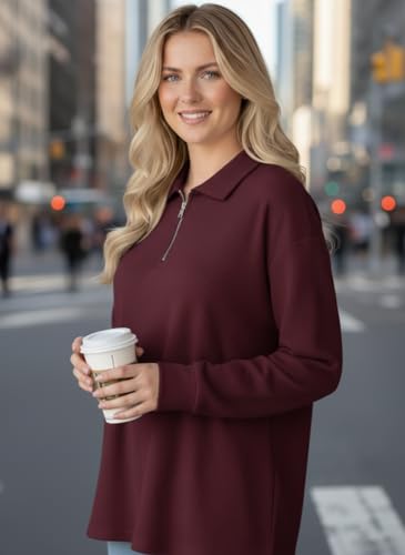 Image of Mack Jonney Women's Ribbed Zip Polo T-Shirt | Full Sleeve Collared Top | Camel Beige Casual Sweatshirt | Regular Fit-M7403