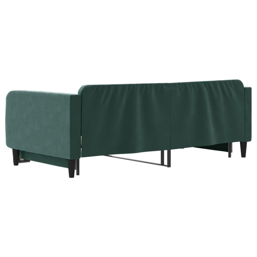 Rozkładane łóżko dzienne, ciemnozielone aksamit, 100 x 200 cm, sofa z funkcją spania 2 w 1 z wytrzymałego metalu i litego drewna, nowoczesne wzornictwo do salonu i sypialni, wszechstronne