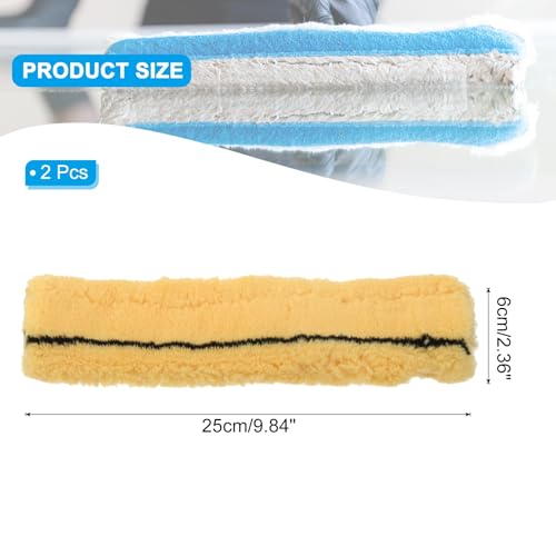 Image of MECCANIXITY Microfiber Scrubber Replacement Head 9.84 Inch for Window Glass Marble Wall Home Bathroom, Yellow Pack of 2