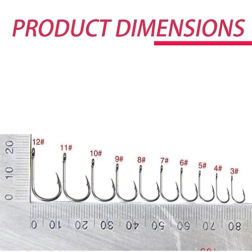 KOMUNJ 500pcs Carbon Steel Barbed Sea Fish Hooks - Eyed Carp Fishing Tackle Set for Saltwater or Freshwater - Image 2