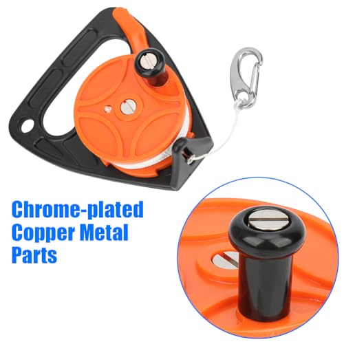 Lwuey Dive Reel with Thumb Stopper,150ft Scuba Ratchet Diving Spool High Visibility White Line Safety Handle Stop Switch for SMB Cave Wreck Snorkeling Kayak Underwater Activities - Image 4