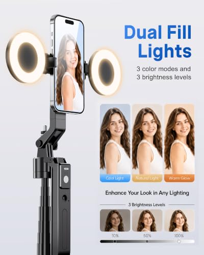 Image of UBeesize 70 inch Auto Face Tracking Phone Tripod for iPhone & Camera with Light