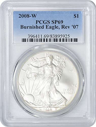 2008 W $1 American Silver Eagle Burnished Dollar Reverse of 2007...