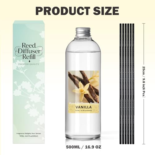 Image of SCENTORINI Reed Diffuser Oil Refill, 16.9oz Vanilla Scented Essential Oil