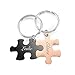 PiercingJak Schlüsselanhänger mit Gravur Edelstahl Puzzle Herz Yin Yang Haus Anhänger Liebe Freundschaft Schmuck Personalierte Geschenke für Partner BFF Familie, Silber Schwarz Rosegold