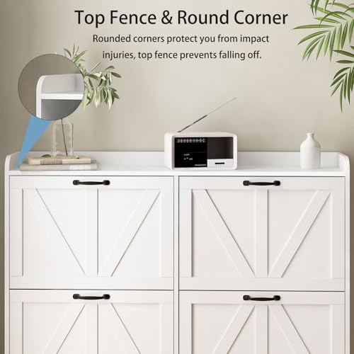 Shoe Cabinet Storage for Entryway, Shoe Cabinet with 4 Flip Drawers, Hidden Slim Shoe Organizer, Narrow Shoe Storage Cabinet Shoe Closet Shoe Rack for Hallway, White - Image 7