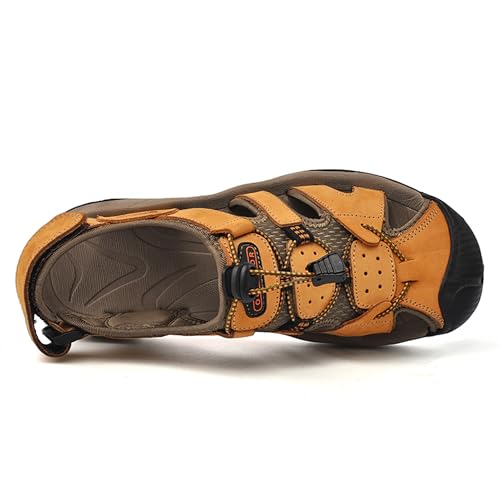 Men's Hiking Leather Sandals Men's Sport Sandals Outdoor Hiking Sandals Closed Toe Leather Athletic Lightweight Trail Walking Casual Sandals Water Shoes4