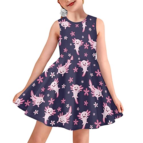 Causal A Line High Waist Twirly Swing Tank Dress Unique Adorable Sundress Fit Girls for 3-16 Years Old3