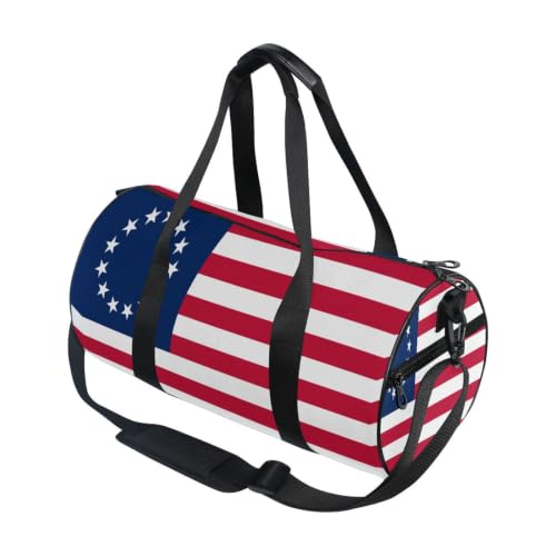 Bolsa de lona unisex con bandera Betsy Ross, maleta redonda ligera para deportes